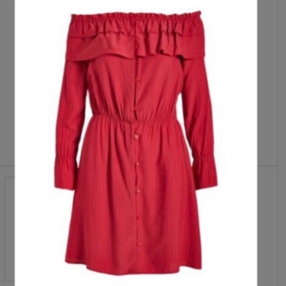 NEW•L-1X•OLIVIA OFF THE SHOULDER RED COTTAGE CORE STYLE DRESS•NWT - Picture 3 of 15